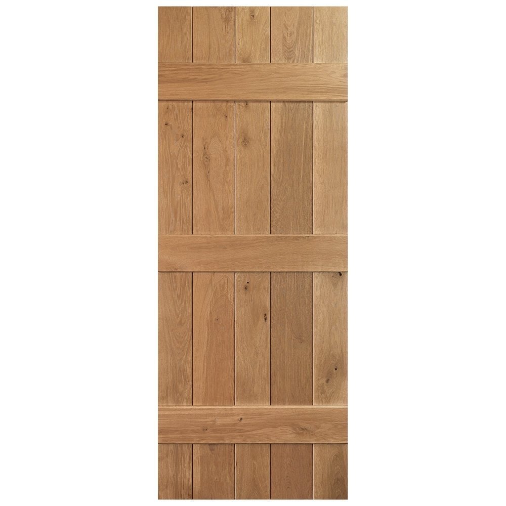 B-Grade Solid Oak Internal Unfinished Rustic Grange Solid Ledged Door (124144)