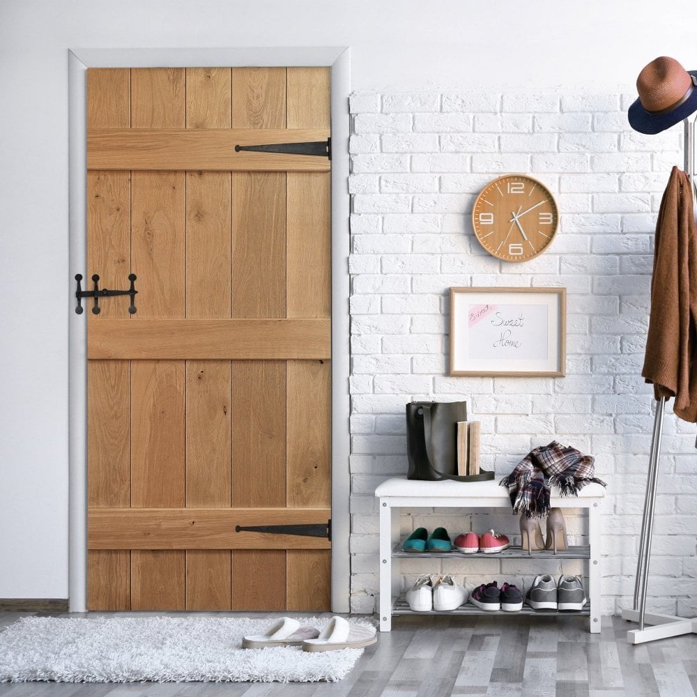 B-Grade Solid Oak Internal Unfinished Rustic Grange Solid Ledged Door (124144)