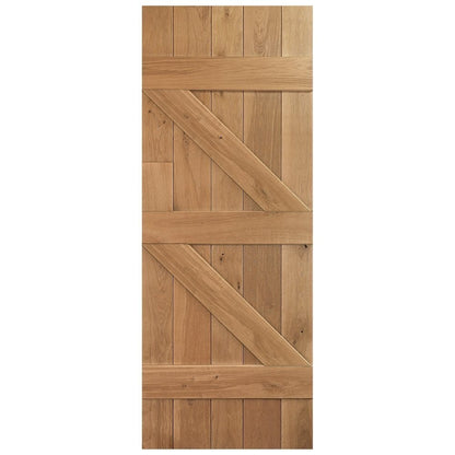 B-Grade Solid Oak Internal Unfinished Rustic Grange Solid Ledged Door (124144)
