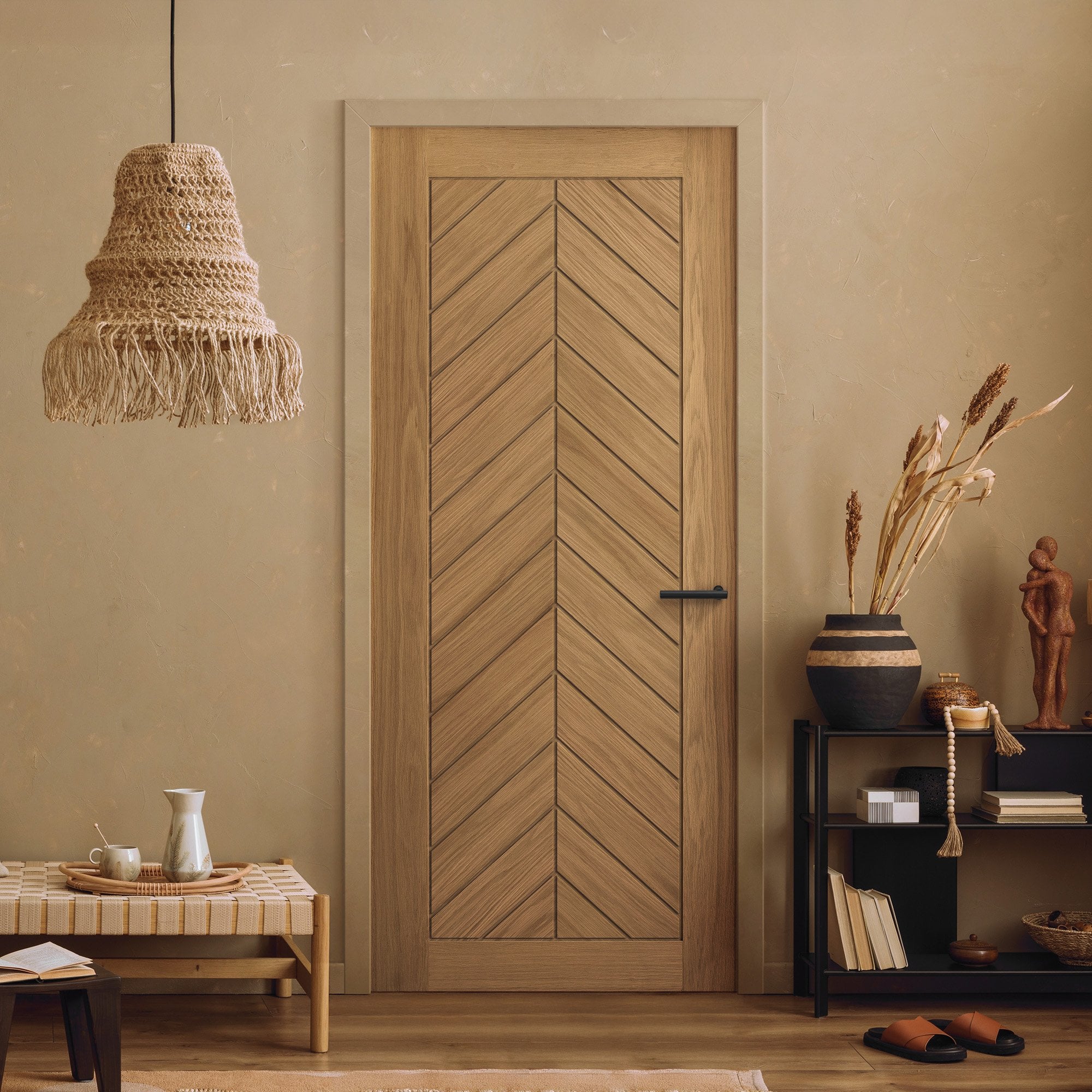 Liberty Doors Oak Internal Fully Finished Chevron FD30 Fire Door