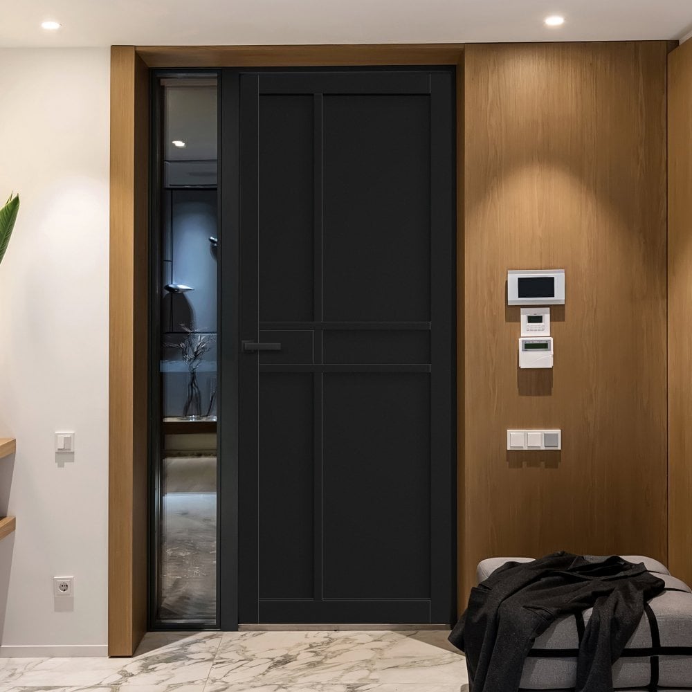 Jet Black Internal Fully Finished 6 Panel Industrial Studio Door (124150)
