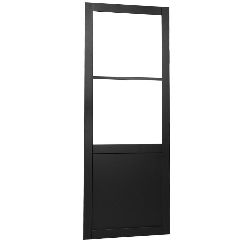 Jet Internal Black Fully Finished 1 Panel 2 Light Clear Glass Industrial Studio Door (124152)