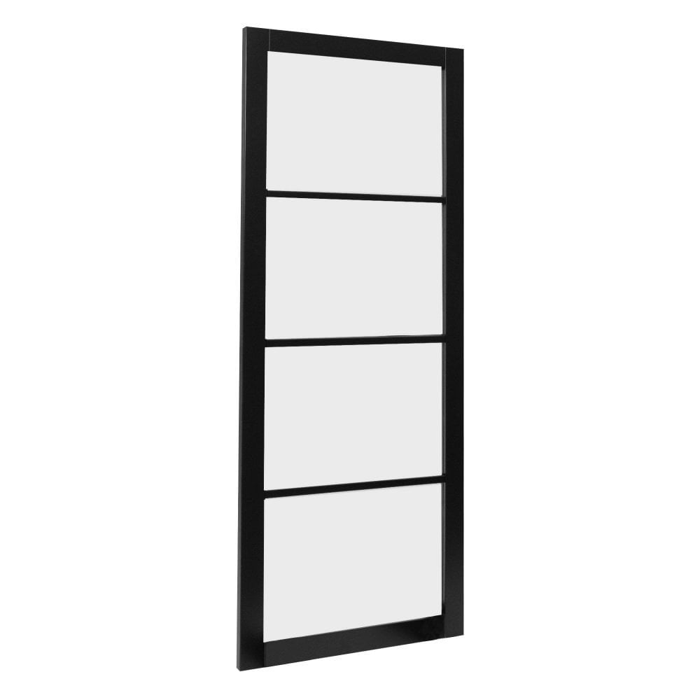 Jet Black Internal Fully Finished 4 Light Obscure Glass Industrial Studio Door (124160)