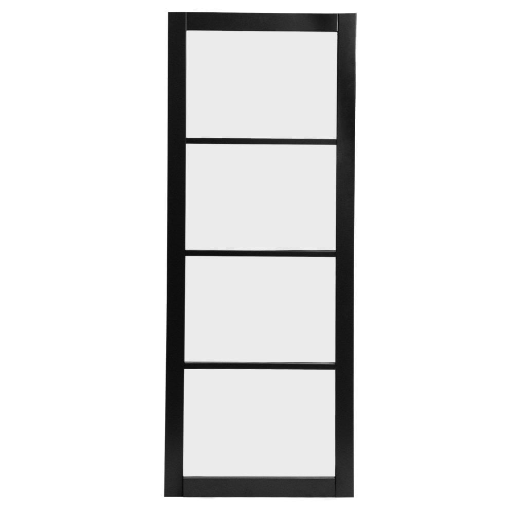 Jet Black Internal Fully Finished 4 Light Obscure Glass Industrial Studio Door (124160)