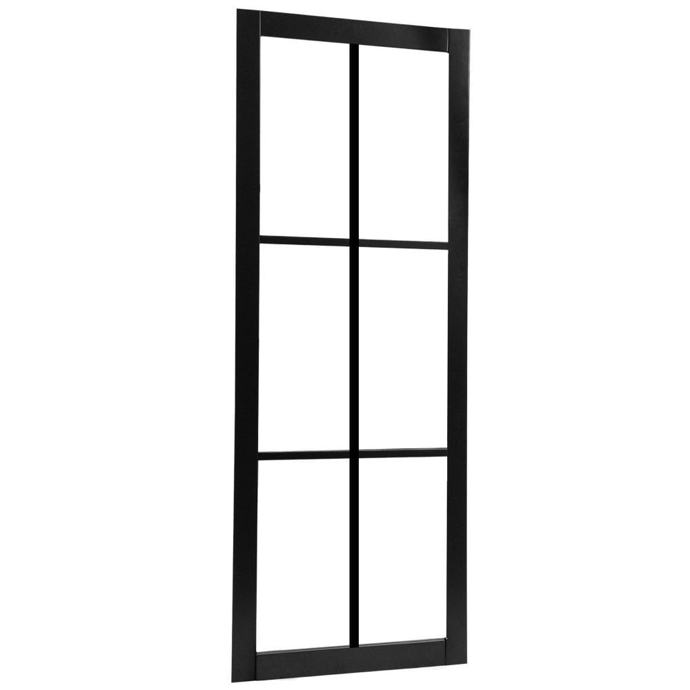 Jet Black Internal Fully Finished 6 Light Clear Glass Industrial Studio Door (124162)