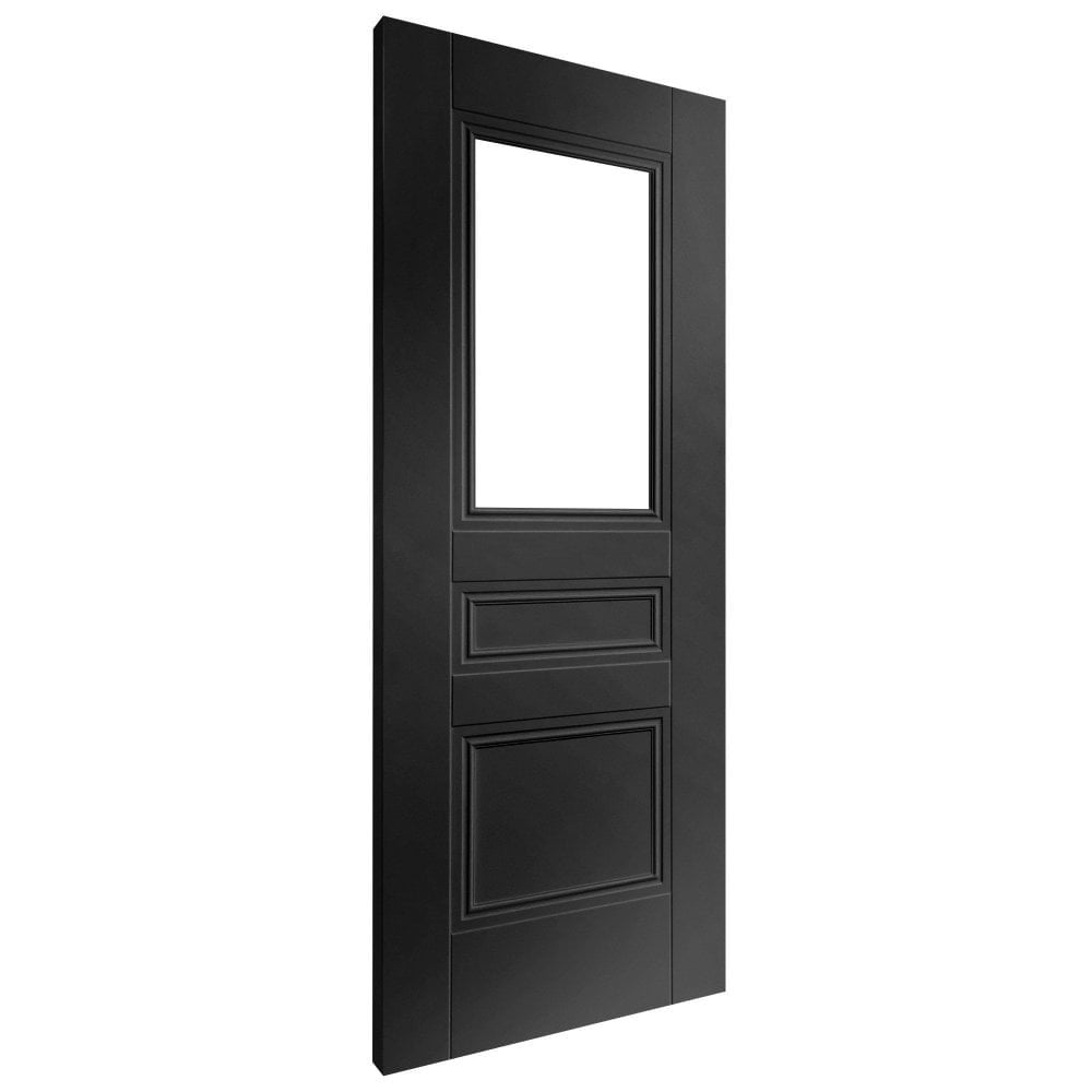 Jet Black Internal Fully Finished 2 Panel 1 Light Clear Glass Elegance Henley Door (124166)