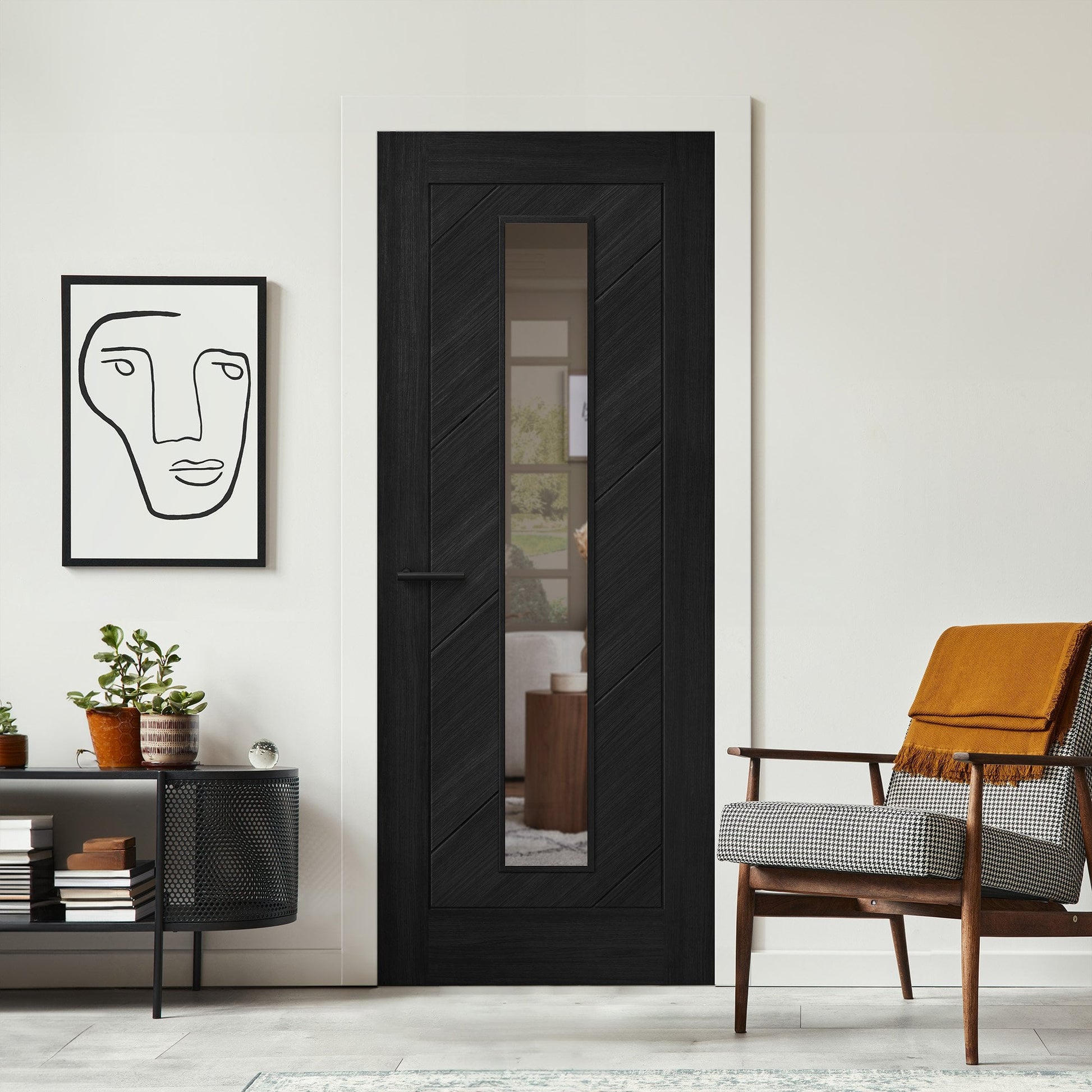 Black Internal Fully Finished Endure Laminate Stockholm Clear Glass Door (122014)