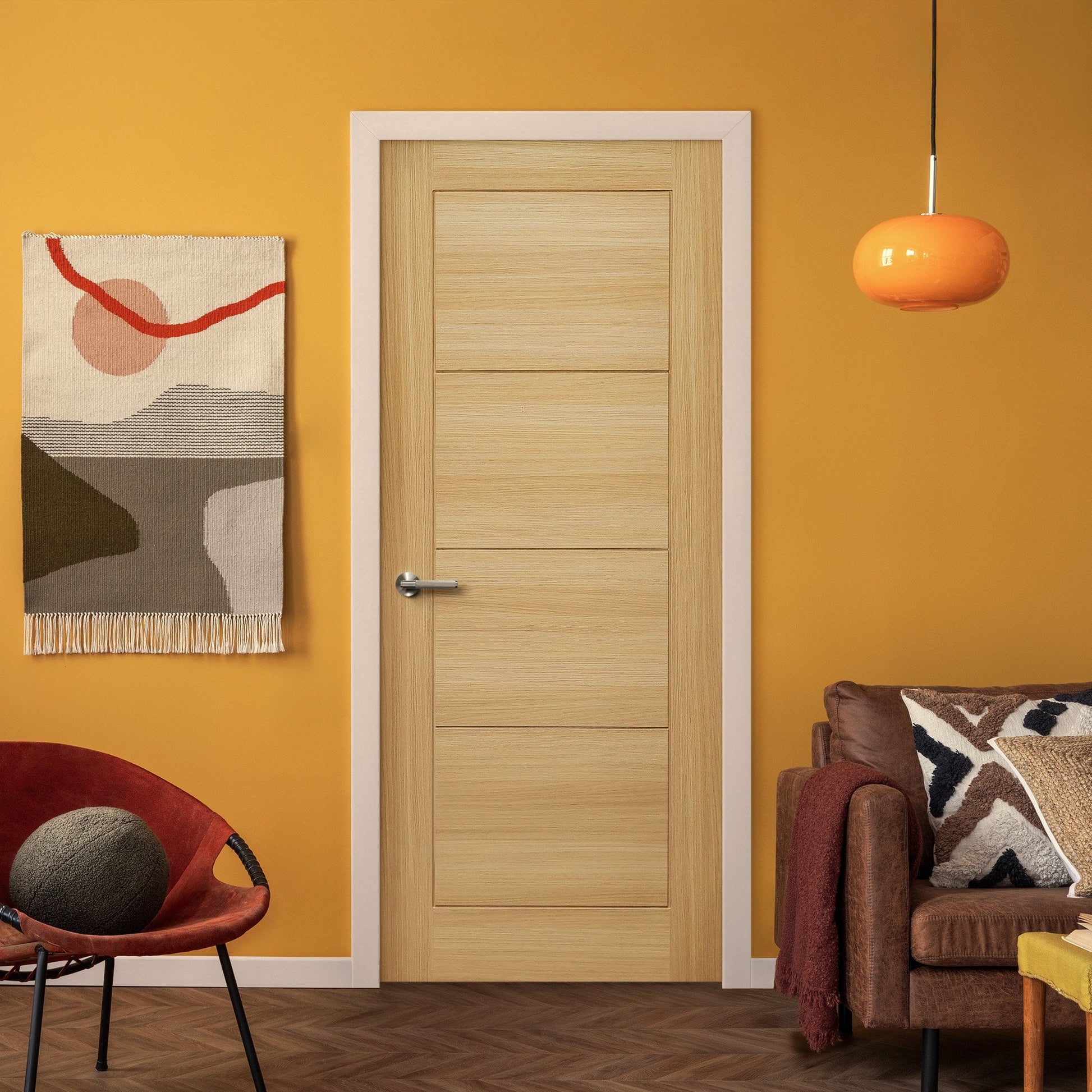 Blonde Oak Internal Fully Finished Endure Laminate Ladder FD30 Fire Door (121992)