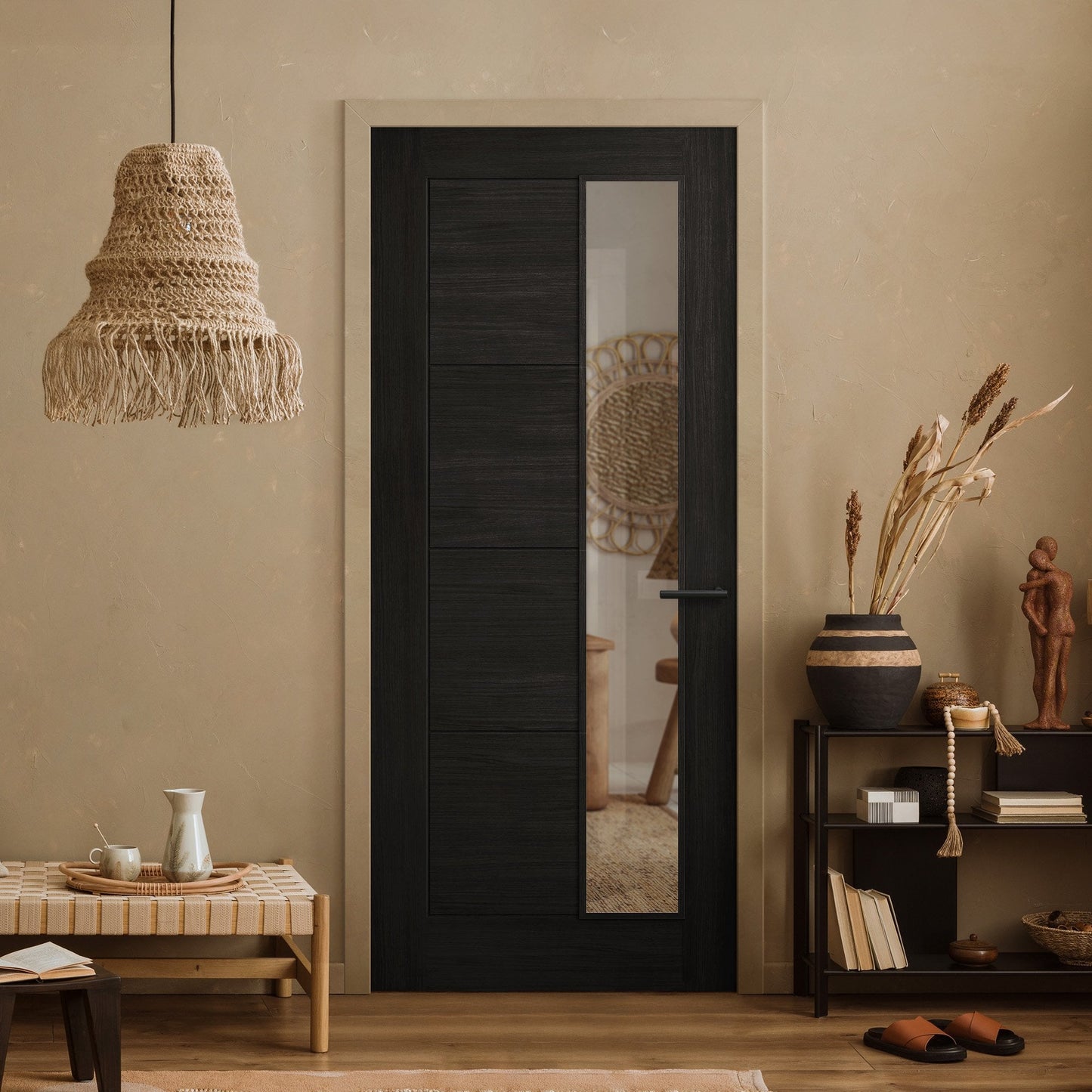 Black Fully Internal Finished Endure Laminate Ladder Clear Glass Door (122002)