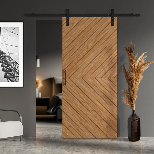 Oak Internal Fully Finished Chevron Barn Door (124135)