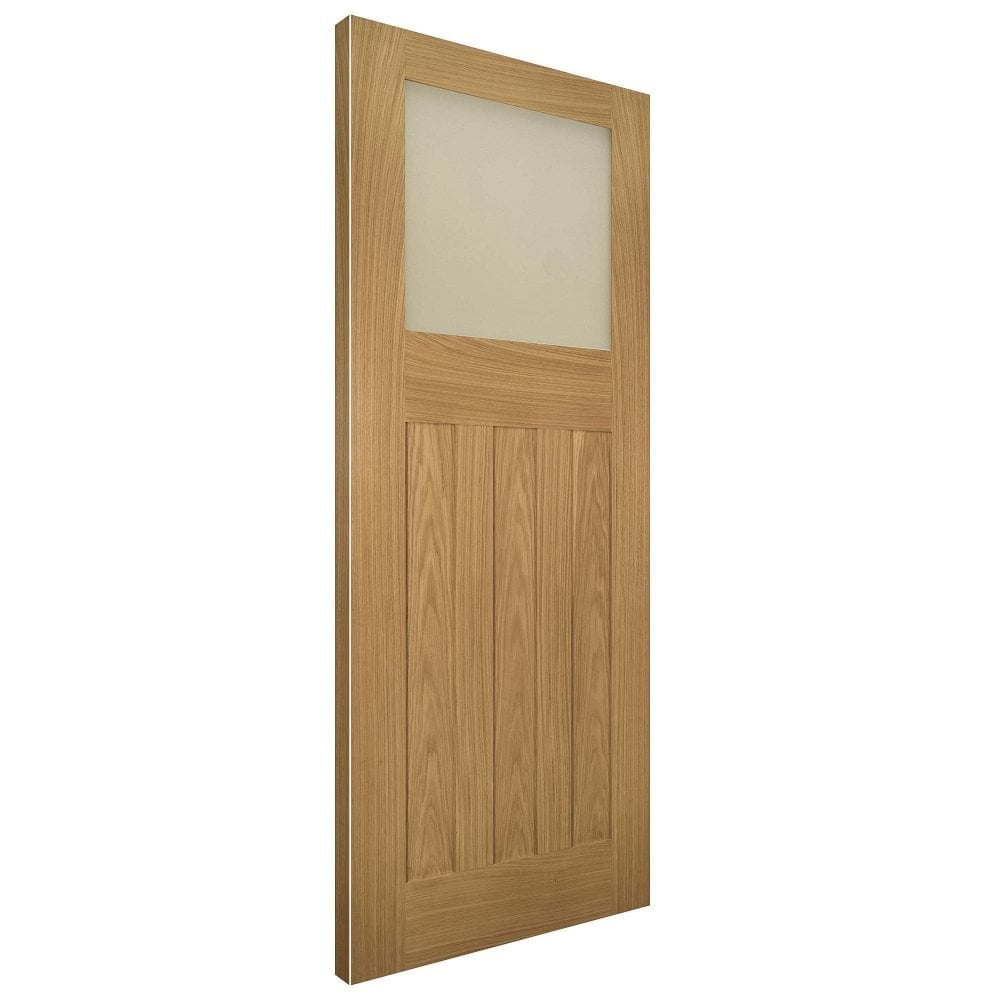 B-Grade Oak Internal Unfinished Cambridge 3P 1L Flat Obscure Glass Door (124283)