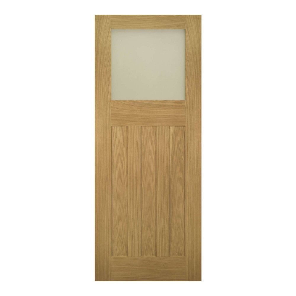 B-Grade Oak Internal Unfinished Cambridge 3P 1L Flat Obscure Glass Door (124283)