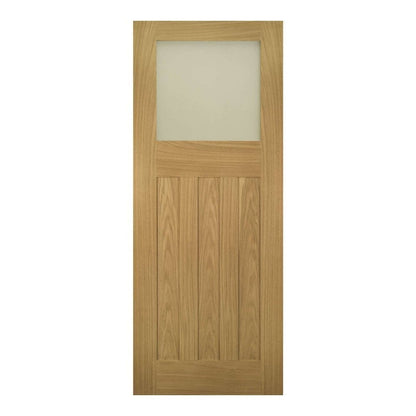 B-Grade Oak Internal Unfinished Cambridge 3P 1L Flat Obscure Glass Door (124283)