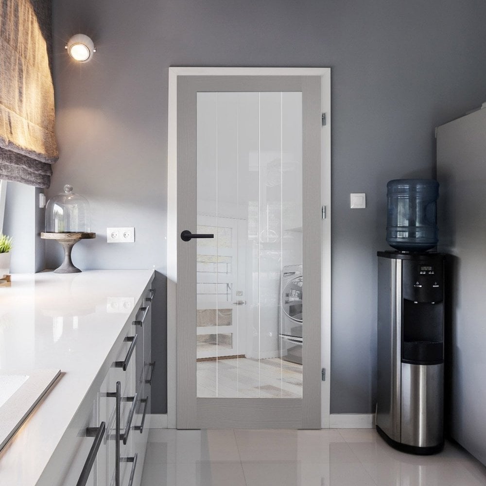 B-Grade Internal Grey Fully Finished Farley 1L Obscure Lined Clear Glass Door (124284)