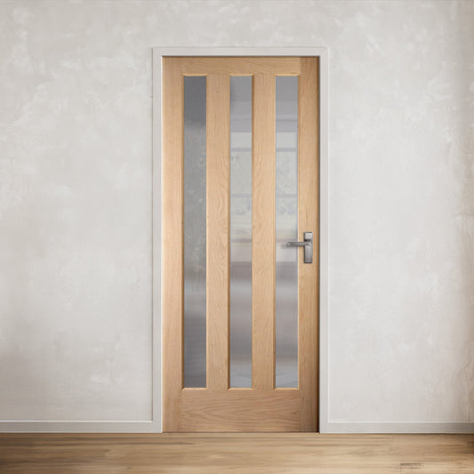 White Oak Internal Unfinished 3 Light Obscure Glass Aston Door (121768)