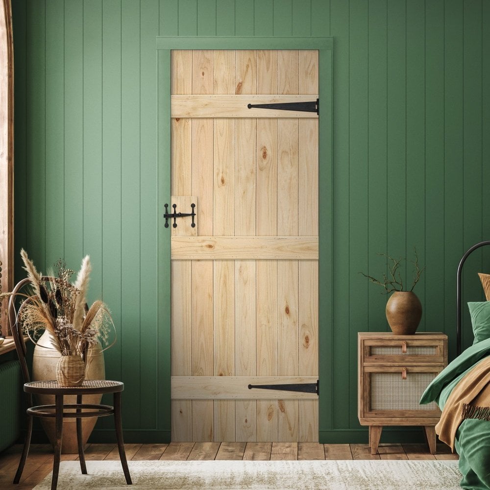 Scandinavian Pine Internal Unfinished Grange V Groove 3 Ledge Solid Made-to-Measure Door (124320)