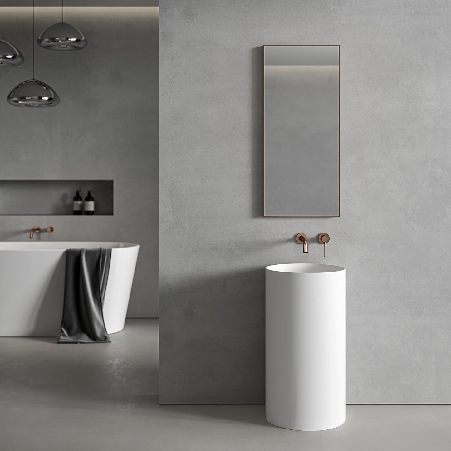 Tyros Brushed Rose Gold Mirror 400mm