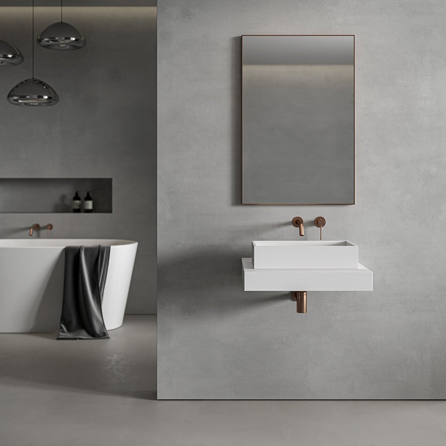 Tyros Brushed Rose Gold Mirror 600mm