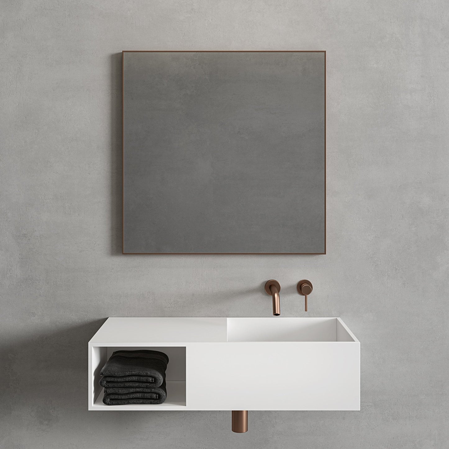 Tyros Brushed Rose Gold Mirror 700mm