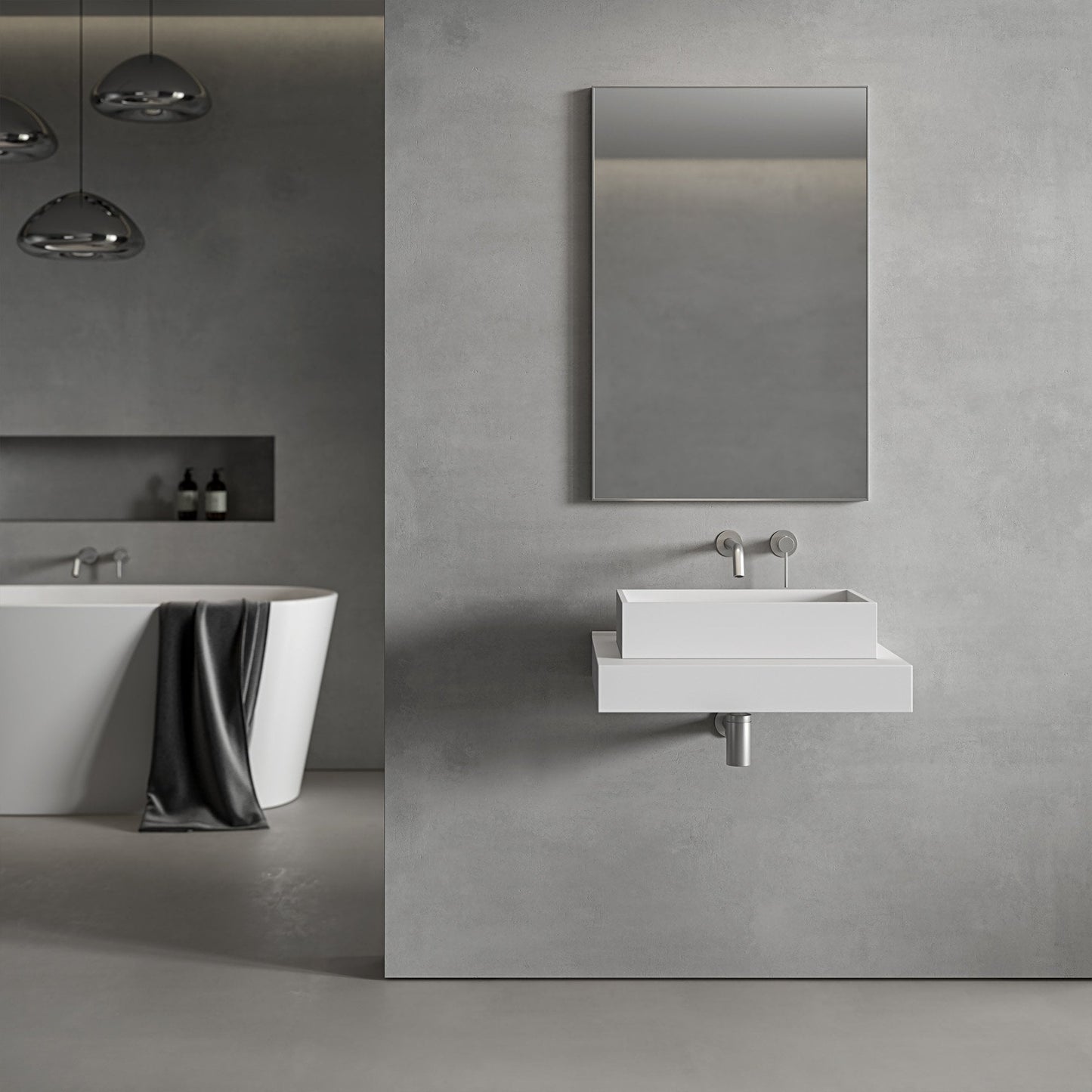 Tyros Brushed Stainless Mirror 600mm