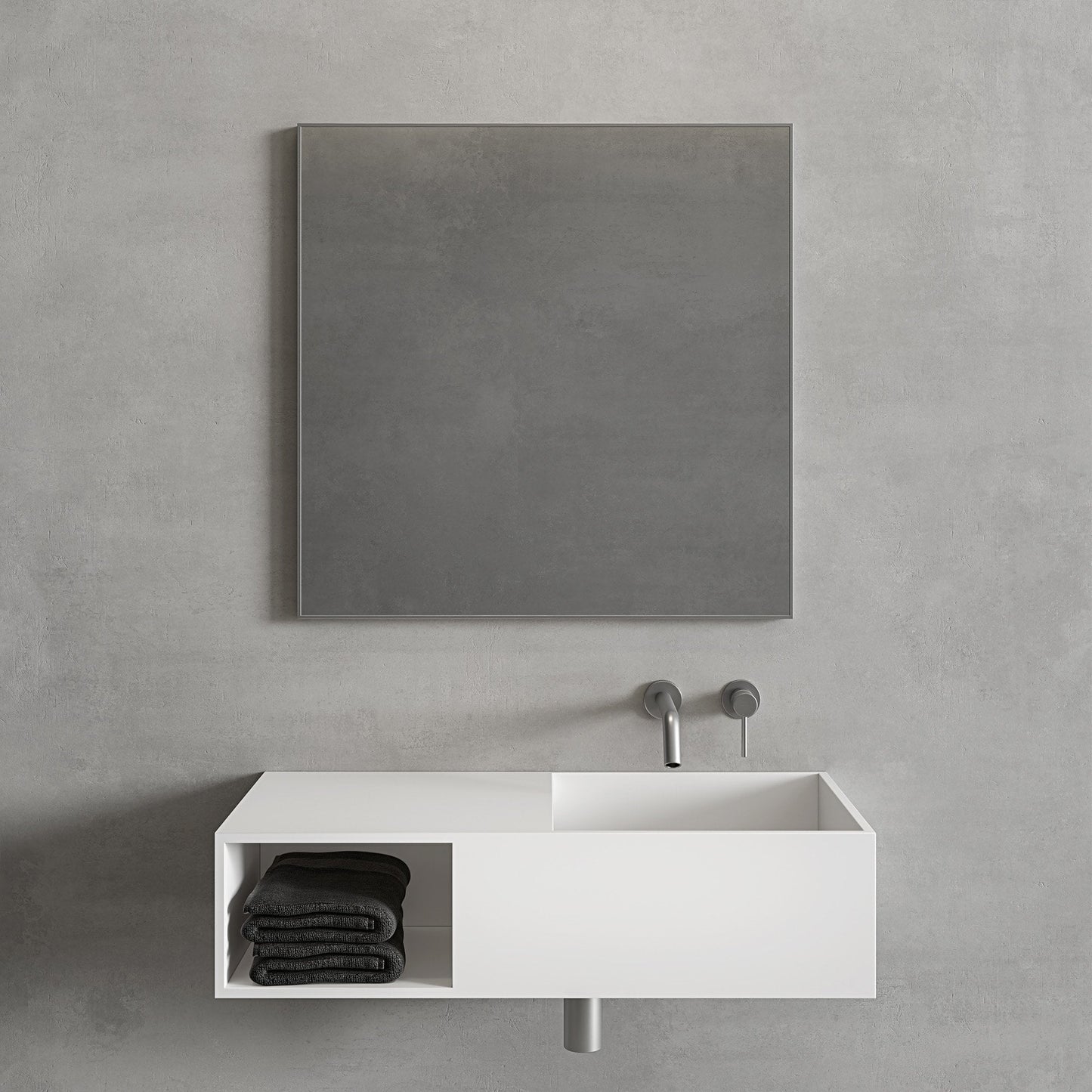 Tyros Brushed Stainless Mirror 700mm