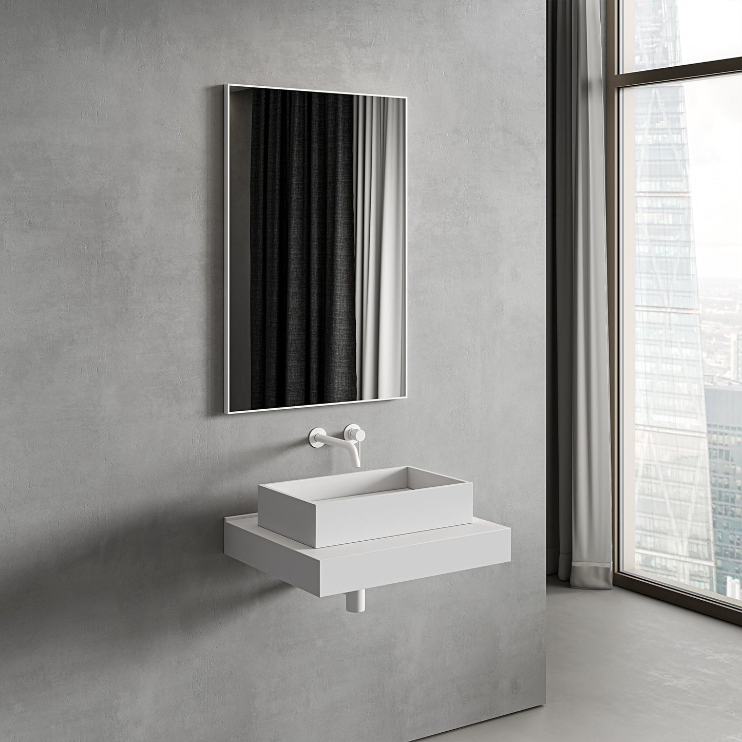 Tyros Matt White Mirror 600mm