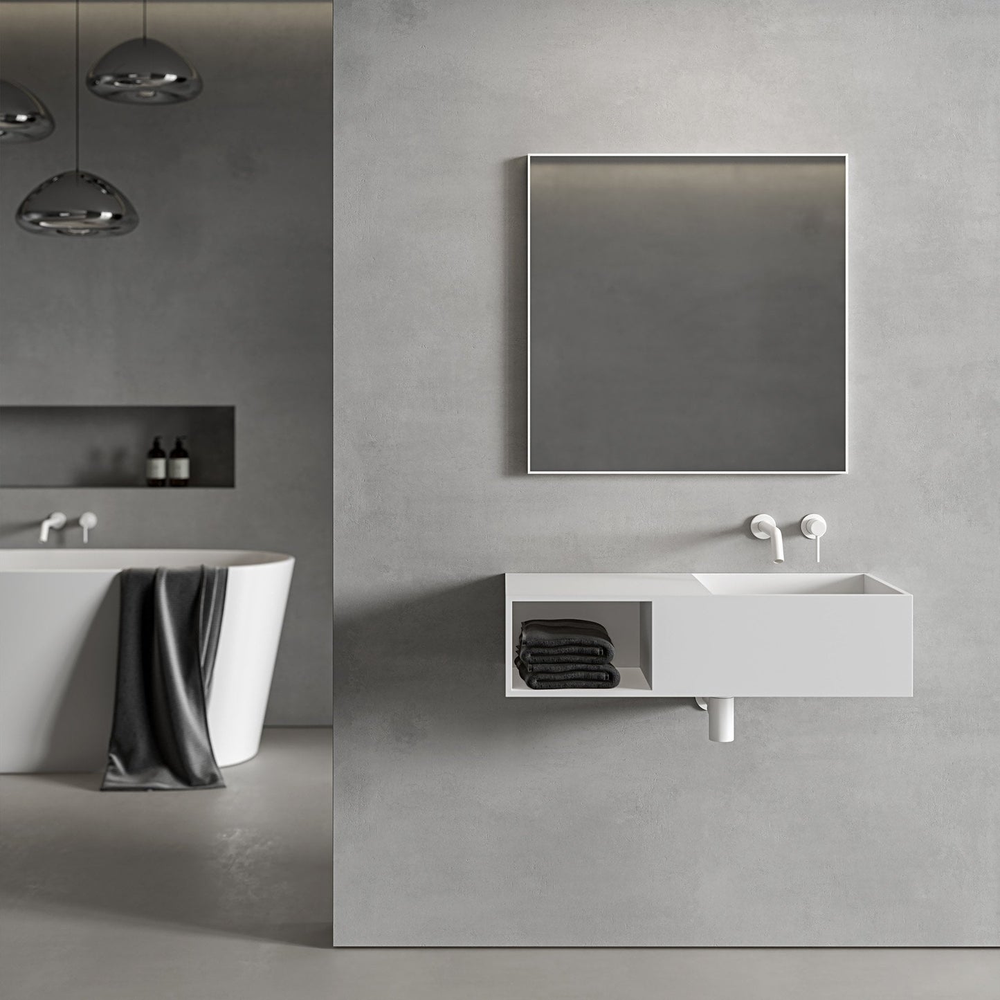 Tyros Matt White Mirror 700mm