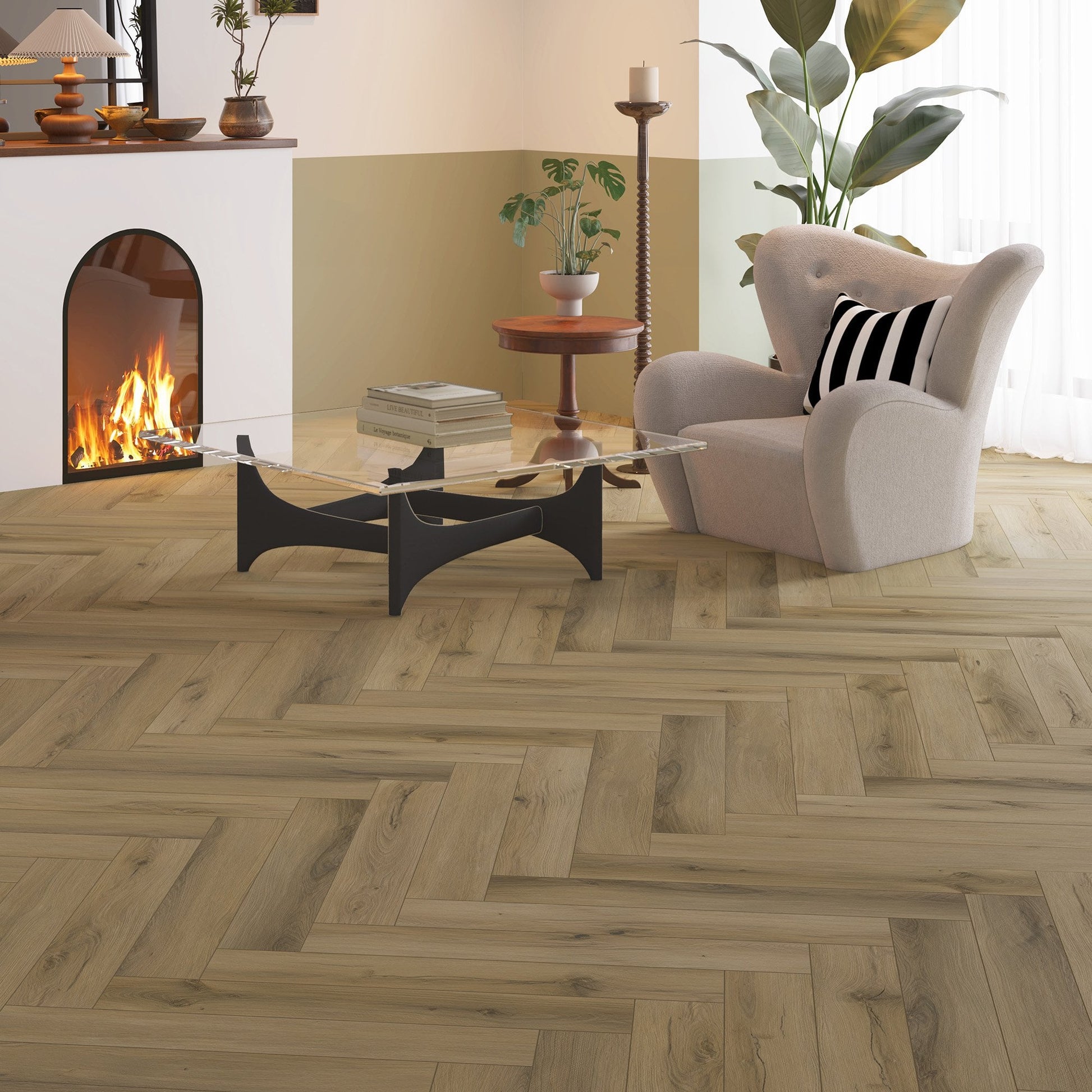 Leader-Tec | Langford Oak - Foundation Herringbone SPC 5mm Rigid Core Vinyl Sample - EWH-3971-HB (SKU-345241)