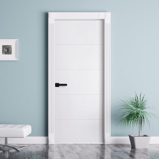 White Internal Lifestyle Moulded Smooth Horizontal 5 Panel Door (124296)