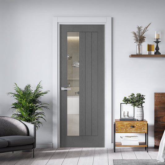 Ash Grey Internal Fully Finished Farley Clear Offset Glass Door (121188)
