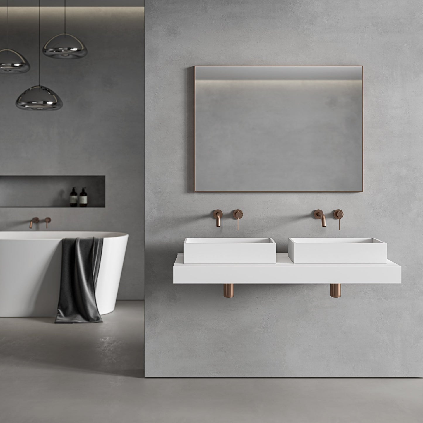 Tyros Brushed Rose Gold Mirror 1000mm