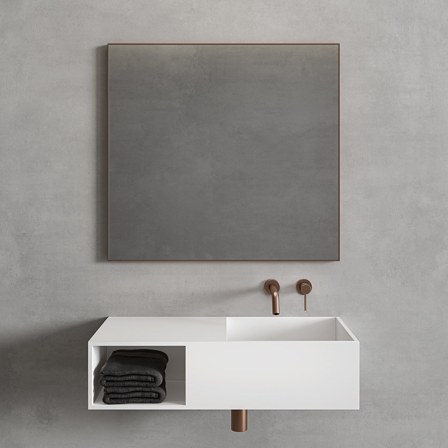 Tyros Brushed Rose Gold Mirror 800mm