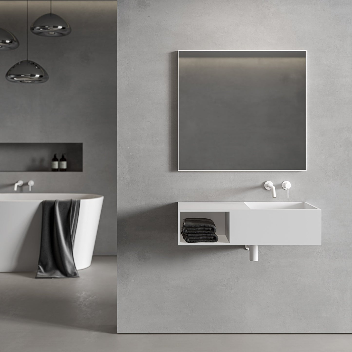 Tyros Matt White Mirror 800mm