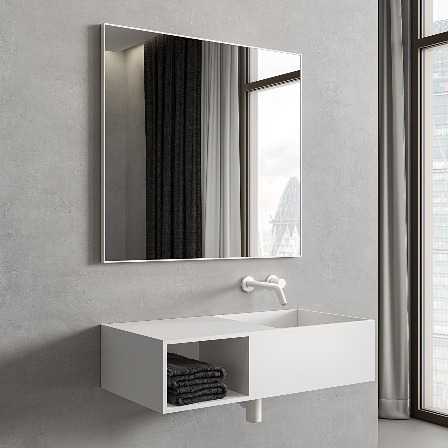 Tyros Matt White Mirror 800mm