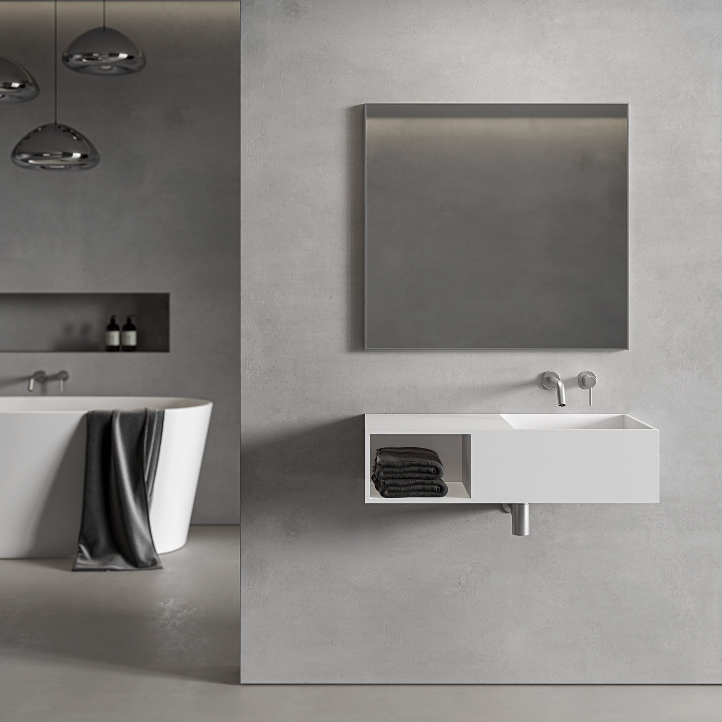 Tyros Brushed Stainless Mirror 800mm