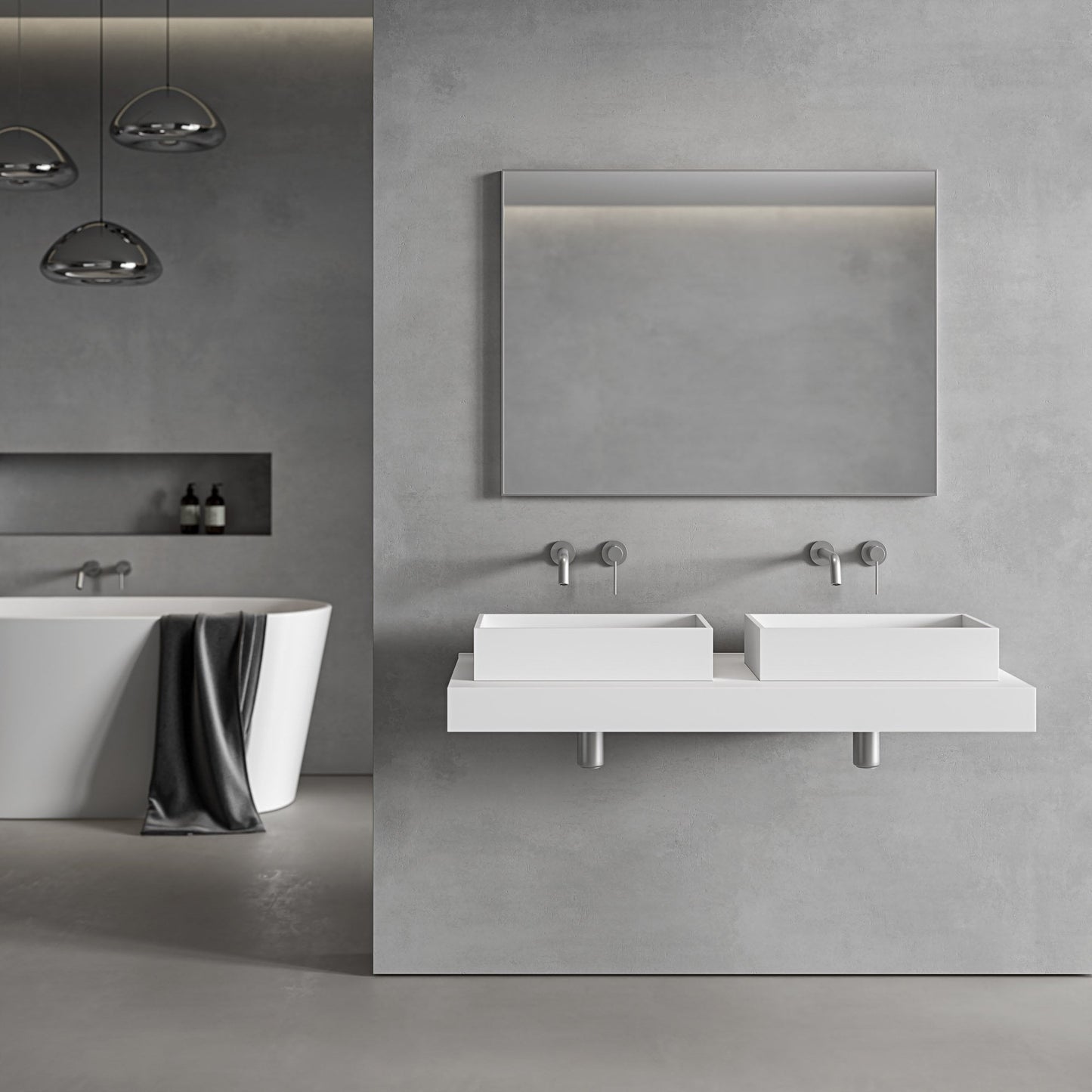 Tyros Brushed Stainless Mirror 1000mm