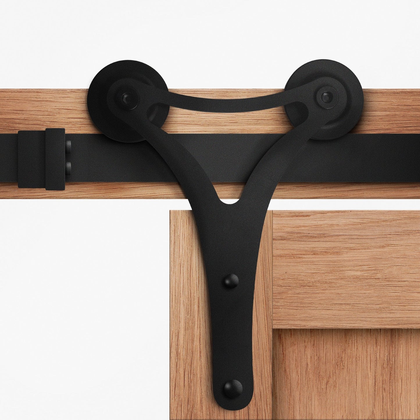 Matt Black Double Roller Sliding Barn Door Track Bracket Pair