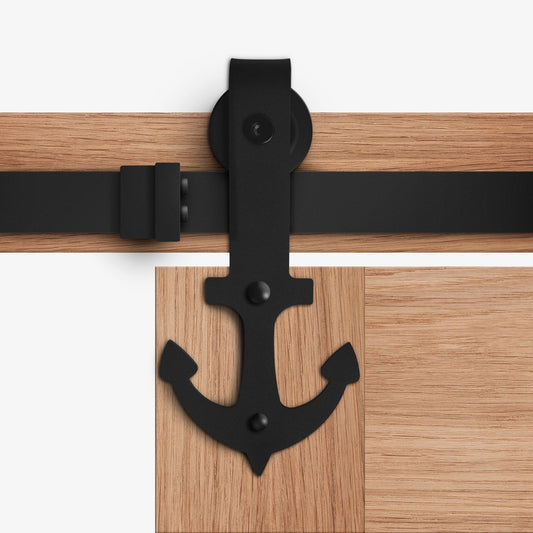 Matt Black Anchor Sliding Barn Door Track Bracket Pair
