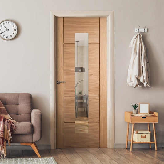 Oak Internal Fully Finished Parma 1L Clear Glass Door (PFIOPAR1L)