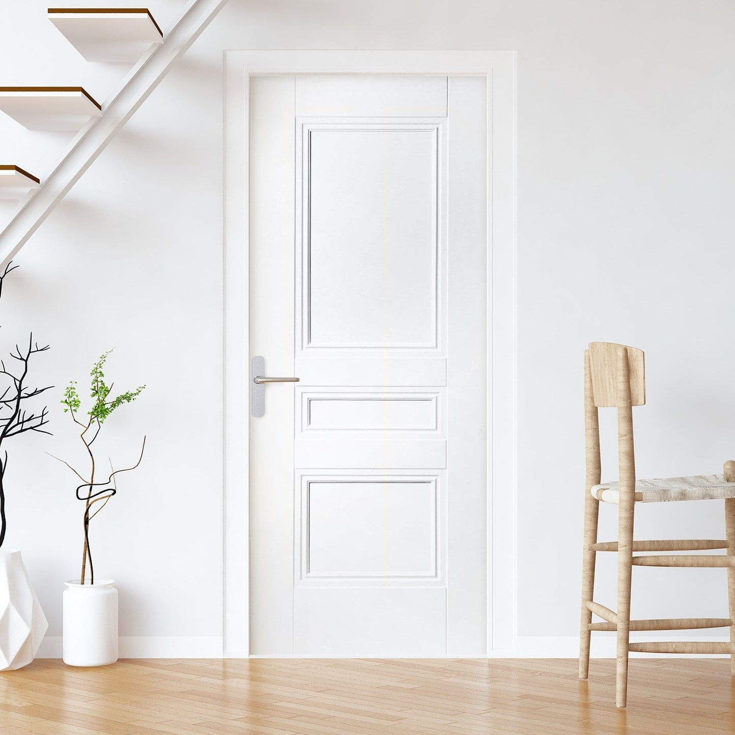 B-Grade White Internal Primed Elegance Henley 3 Panel Door (123705)