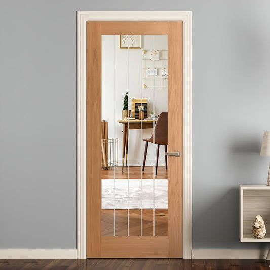B-Grade Oak Internal Fully Finished Farley 1L Obscure Lined Clear Glass Door (PFIOFARG1L)