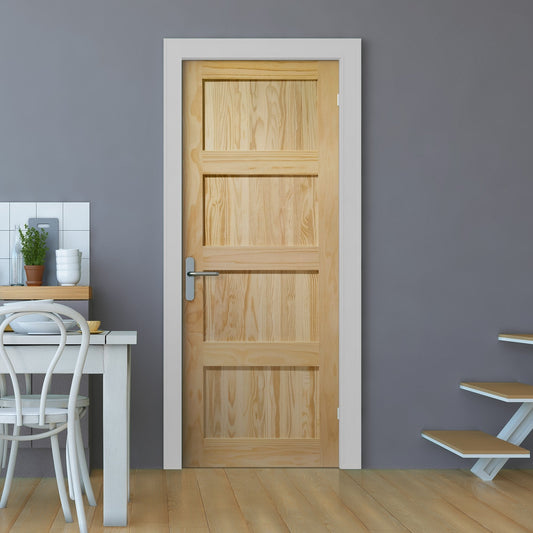 B-Grade Clear Pine Internal Unfinished Shaker 4 Panel Door (124122)
