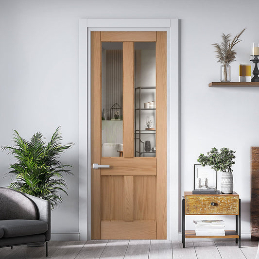 Oak Internal Unfinished 4 Light Clear Glass Deco Door (121700)