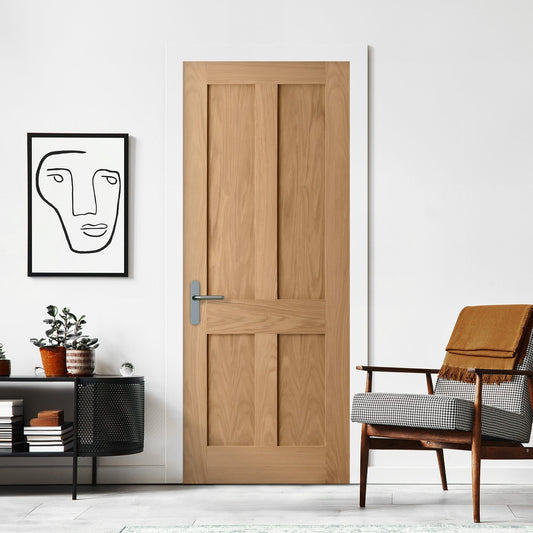 B-Grade Oak Internal Unfinished Victorian Shaker 4P Flat Door (IOMALT)