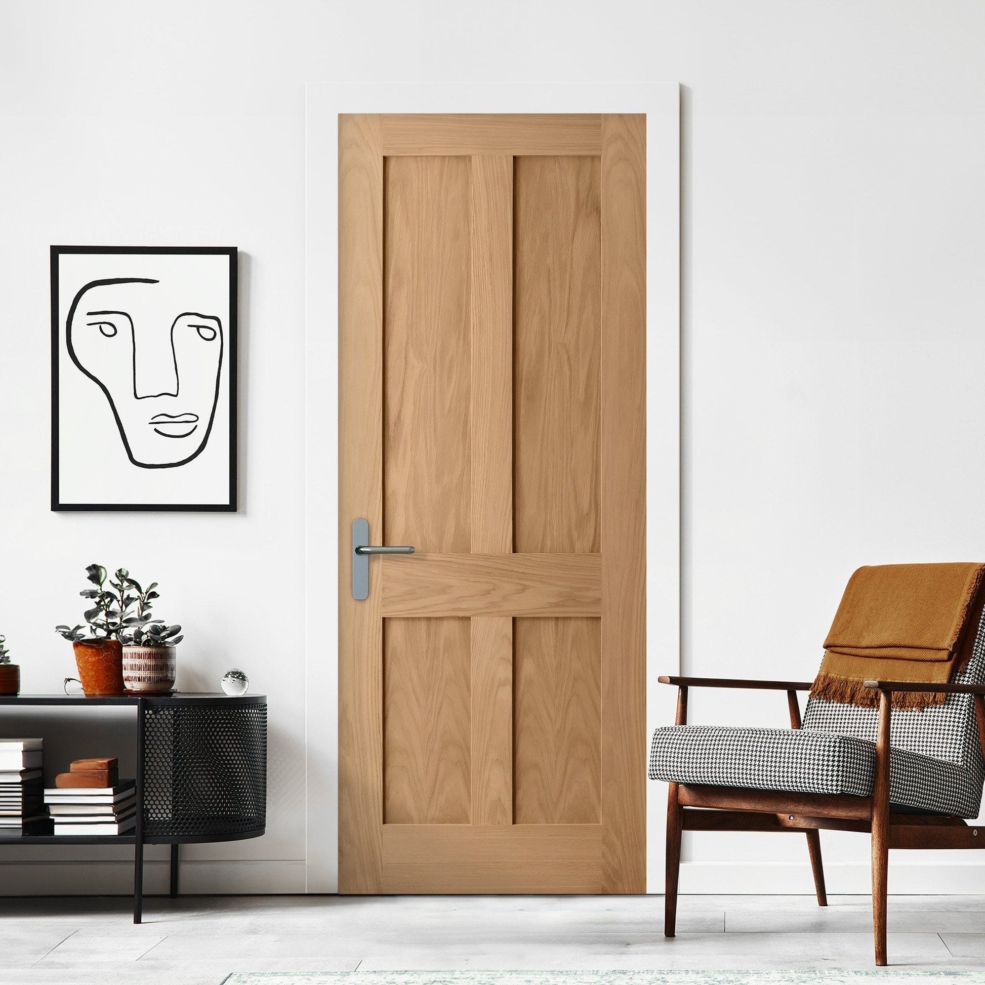 Oak Internal Unfinished Victorian Shaker 4 Panel Flat Door (51730)
