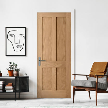 Oak Internal Unfinished Victorian Shaker 4 Panel Flat Door (51730)