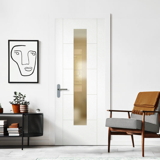 White Internal Primed Parma 5 Panel Obscure Glass Made-to-Measure Door