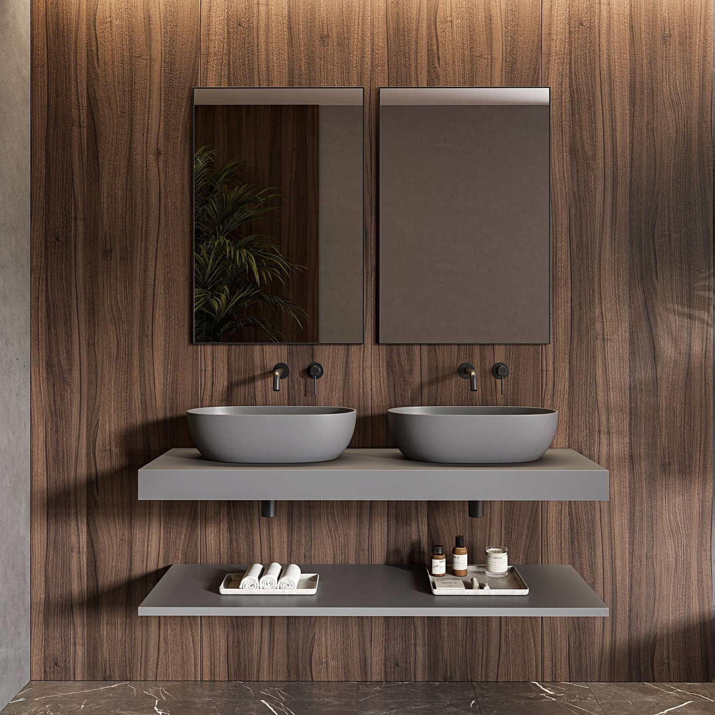 Tunis Mako Grey Countertop Stone Basin 560mm