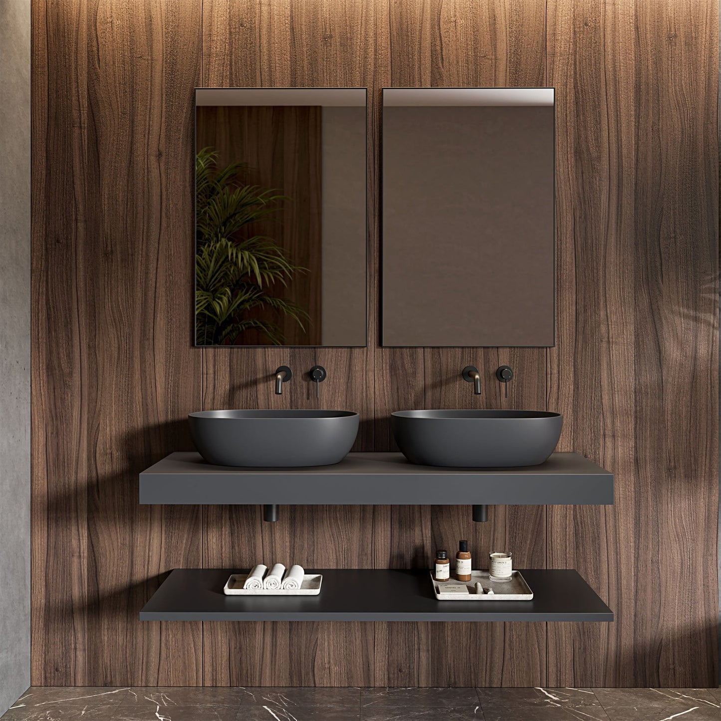 Tunis Graphite Countertop Stone Basin 560mm