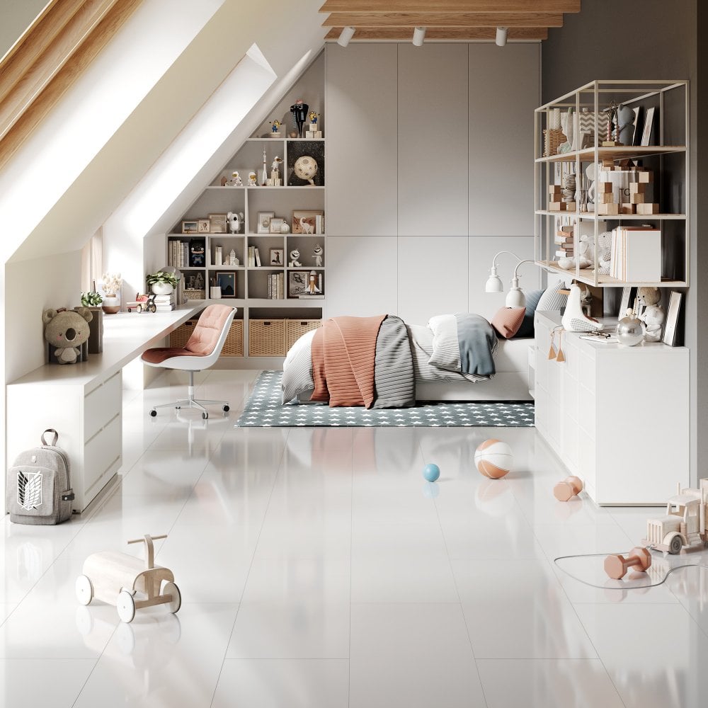 White - Lustre Flawless 8mm High Gloss Laminate Flooring (69724)